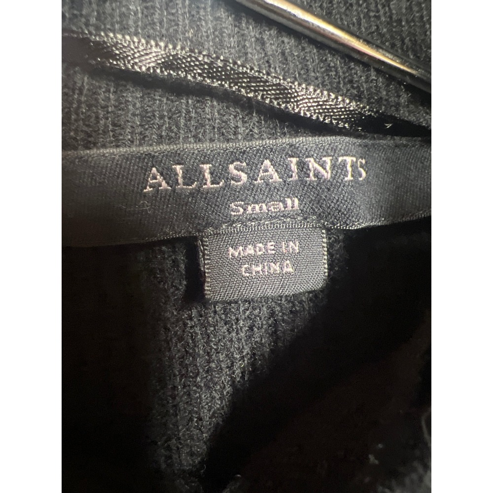 AllSaints Sweater Womens S Black Ridley Jumper Wool Cashmere Batwing Funnel Neck - Picture 2 of 9